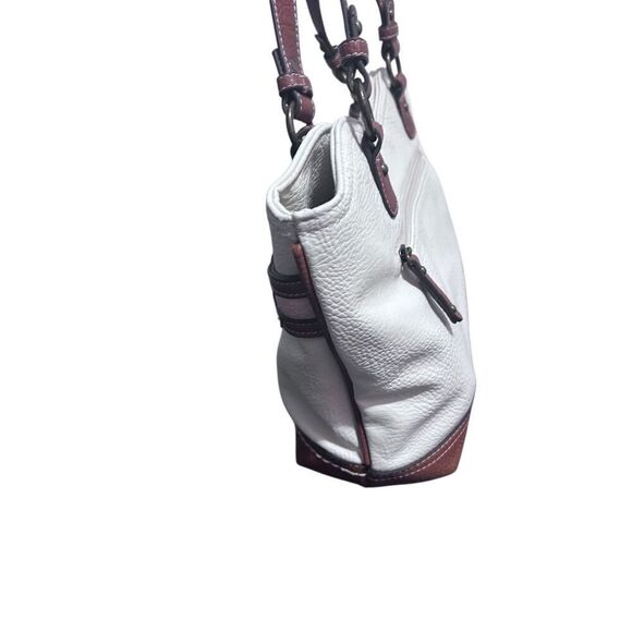 B.O.C. Multi Color White Pink & Brown Shoulder Bag Handbag with Bag Charm - Picture 5 of 16